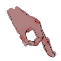 A digitally drawn image of a hand in the "Ok" position, commonly used in a game where you are not supposed to look at the hand when beneath the waist.